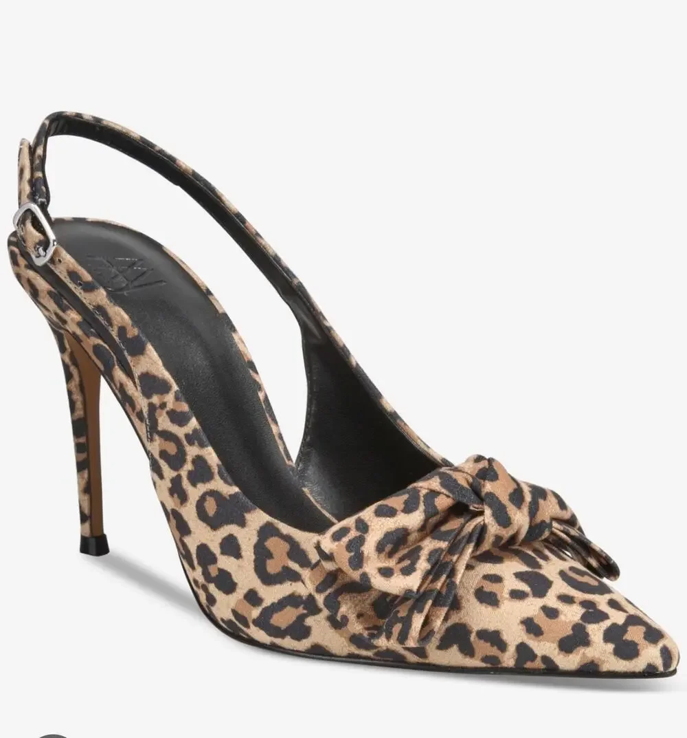 Aminah bow sling back brown leopard Gemma heels sz 5